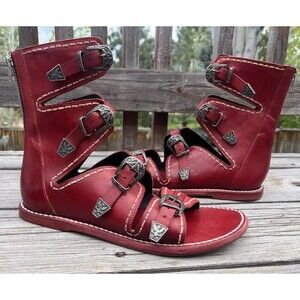 Freebird Cleopatra Women's 11 Gladiator Flat Sandals Zip - Red